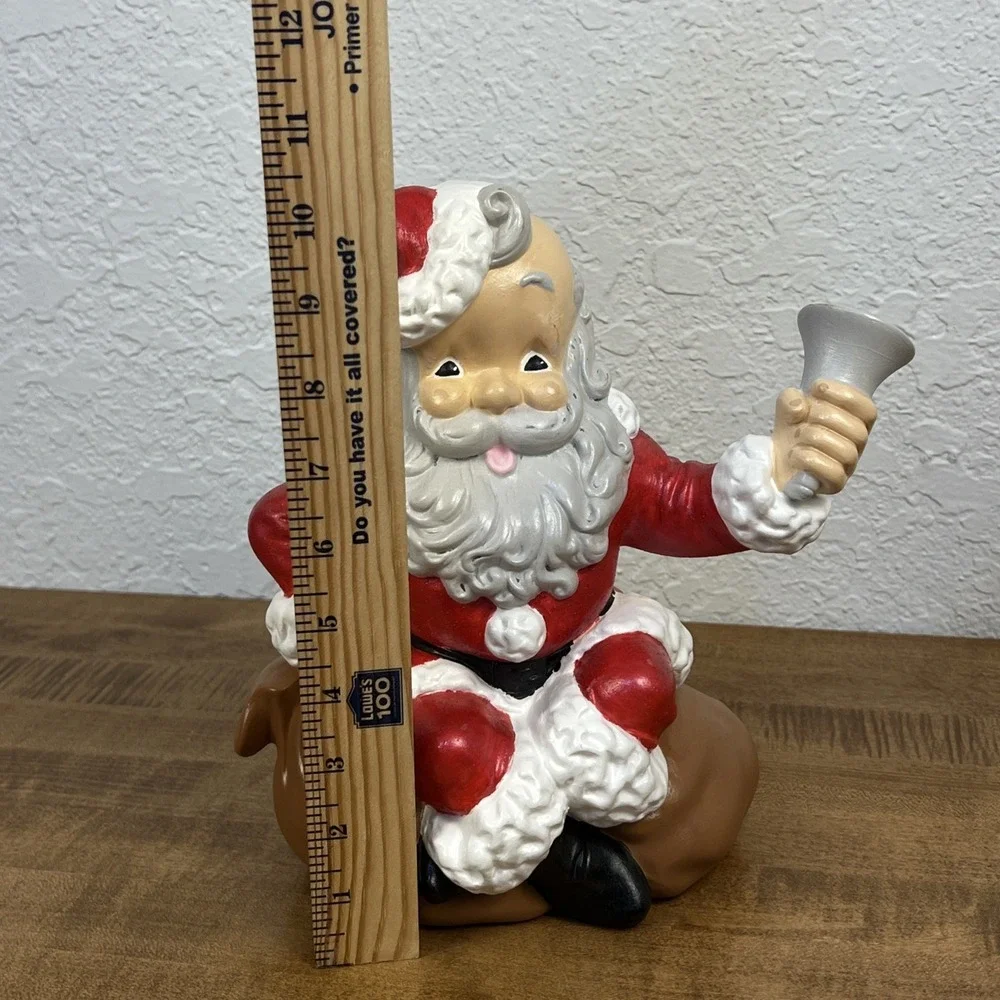 VTG Santa‎ Claus Atlantic Mold Ceramic Sitting on Sack W/ Wind Up Musical Box
